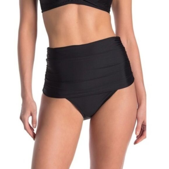 Athena Ruched High Waist Bikini Bottoms - Picture 1 of 7